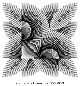 op art creative geometric pattern, modern abstract floral background, original composition, vector decoration