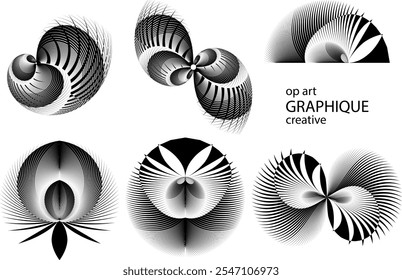 op art creative geometric patterns, vector modern design elements