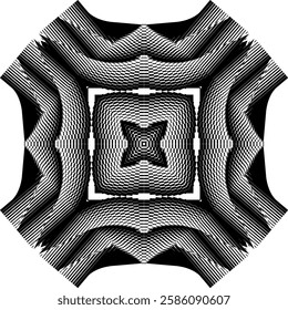 op art creative pattern, ornament, modern black and white background, original vector decoration