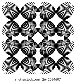 op art creative pattern, ornament, modern black and white background, vector design element
