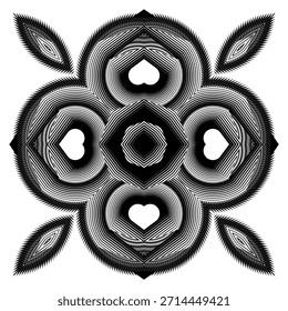 op art creative pattern, ornament, abstract floral background, vector design element