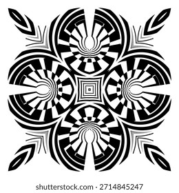 op art creative pattern, ornament, abstract floral background, fashion print, vector decoration