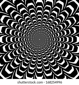 Op art design abstract perspective funnel textured backdrop. Vector-art illustration