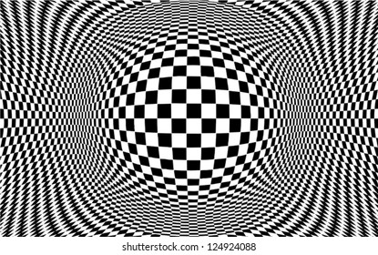Op Art Design. Black and white pattern, concept for hypnosis, unconscious, chaos, extra sensory perception, psychic, stress, strain, optical illusion. EPS10 compatible.