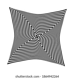 Elemento de diseño de arte visual. Giro del movimiento de rotación. Resumen del patrón de líneas rayadas en blanco y negro. Ilustración vectorial.