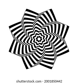 Op art design element. Twisting rotation movement. Vector illustration.