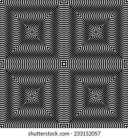 Op Art Design, Repeating Geometric Tiles with Striped Squares, Vector Seamless Pattern