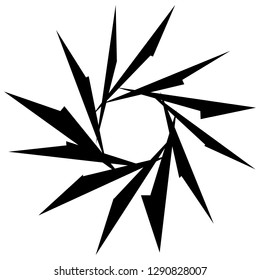 Op art element isolated on white. Monochrome abstract shape
