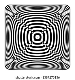 Op art geometric design element. Square convex 3D shape. Vector art.