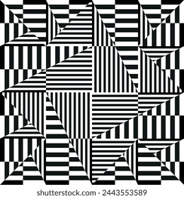op art halftone lines background, creative geometric dynamic pattern, vector modern design texture