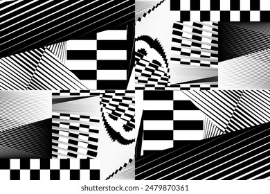 op art halftone lines background, creative geometric pattern, vector modern design texture