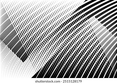 Fondo de líneas de semitono de arte op, patrón dinámico geométrico mínimo, textura de diseño moderno de Vector
