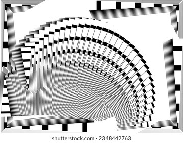 op art halftone lines black and white background, creative geometric dynamic pattern, vector modern design element