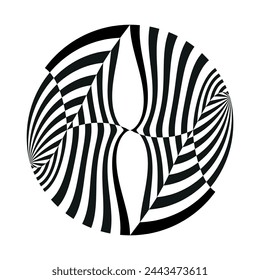 Op Art Halbtonlinien Kreishintergrund, kreatives geometrisches Muster, Vektor modernes Designelement