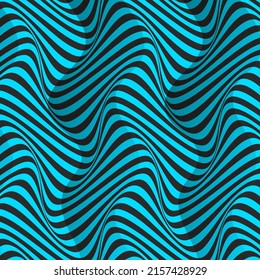 Op art illusion background with wave. Geometric curve, fluid banner. Optical illusion vector backdrop