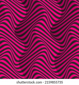 Op arte de fondo de ilusión con onda. Curva geométrica, indicador de fluido. Fondo vectorial de ilusión óptica