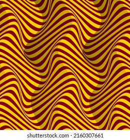 Op art illusion background with wave. Geometric curve, fluid banner. Optical illusion vector backdrop
