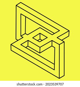 Op art. Forma imposible. Ilusión óptica. Resumen de objeto geométrico eterno. 