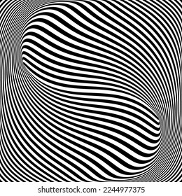 Op Art Lines Pattern with 3D Illusion Effect. Abstract Textured Background. Vector Illustration.