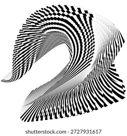 Op Art Fondo abstracto moderno, composición de energía de efecto de onda gráfica, transformación inversa, estructura organizada compleja, construcción, abstracción única, patrón dinámico geométrico creativo, Vector original Decoración en blanco y negro