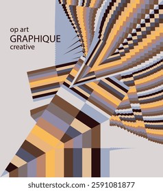 op art modern background, creative geometric colorful dynamic pattern, vector cover, banner, card, poster, flyer design template