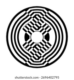 op art modern circle background, creative geometric dynamic pattern, symbol, sign, emblem, vector design element