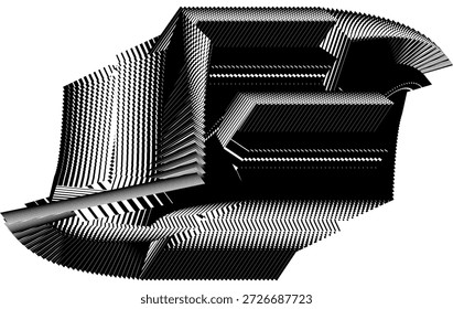 op art moderne komposition, trendige grafische abstraktion, lineare erfinderische konstruktion, kreative geometrische dynamische muster, abstrakte halbtonlinien hintergrund, original vektor schwarz-weiß dekoration