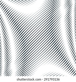 Op art, moire pattern. Relaxing hypnotic background with geometric black lines.
