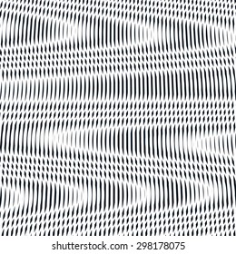 Op art, moire pattern. Relaxing hypnotic background with geometric black lines.