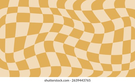 Op Art Mosaic Background. Distorted Checkered Pattern. Optical Illusion Backdrop. 