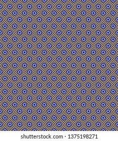 op art seamless fabric pattern with blue circles.