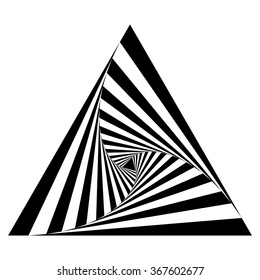 Op art triangle, monochrome logo design element, vector illustration