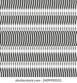 Op art wave patrón sin fisuras. Líneas de banda monocromo ondas iluminación óptica distorsión patrón.