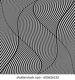 Op art wavy lines pattern. Abstract textured background. Vector illustration.