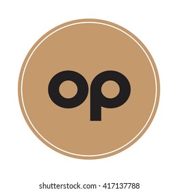 op brown letters ,abstract background logo, design identity in circle, alphabet letter