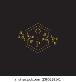 OP elegant wedding initial logo in high quality professional design that will print well across any print media