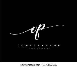 OP handwriting initial  logo vector