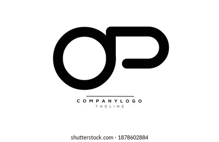 OP icon monogram letter text alphabet logo design