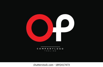 Icono de OP diseño de alfabeto de texto de letra monograma