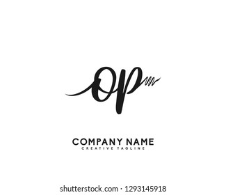 OP Initial Handwriting Logo Template Vector
