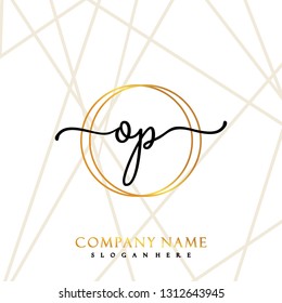 OP Initial Handwriting logo template vector