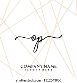 OP Initial Handwriting logo template vector
