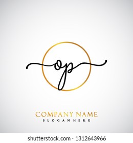 OP Initial Handwriting logo template vector