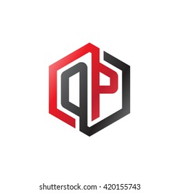 OP initial letters looping linked hexagon logo red black