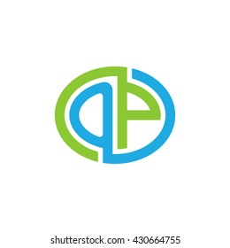 OP initial letters looping linked ellipse logo blue green