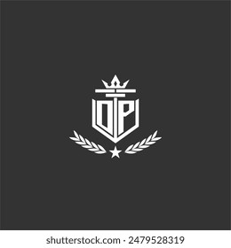OP initial monogram brand logo design for crown vector image