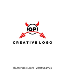 OP initial monogram for fitnes or gym logo with devil style design