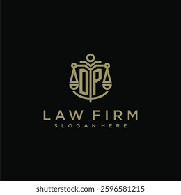 OP initial monogram logo for lawfirm with scale vector design