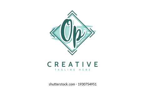 OP Initials, handwriting logo vector