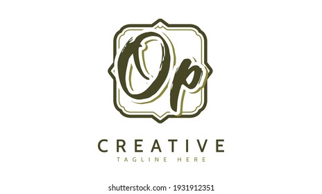 OP Initials, handwriting logo vector